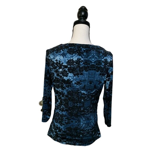 Style & Co Blue Night Sky Cowl Neck Top-Small - Picture 5 of 9